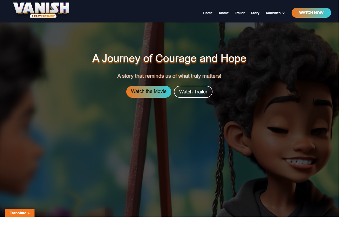 Vanish The Movie website screenshot